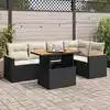 Image de vidaXL Salon de jardin 6 pcs avec coussins noir résine tressée acacia