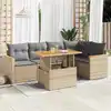 Image de vidaXL Salon de jardin 6 pcs avec coussins beige résine tressée acacia