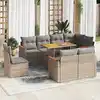 Image de vidaXL Salon de jardin avec coussins 9 pcs beige résine tressée acacia