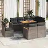 Image de vidaXL Salon de jardin avec coussins 9 pcs gris résine tressée acacia