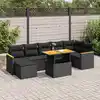 Image de vidaXL Salon de jardin avec coussins 8 pcs noir résine tressée acacia