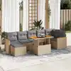 Image de vidaXL Salon de jardin avec coussins 8 pcs beige résine tressée acacia