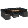 Image de vidaXL Salon de jardin 10 pcs avec coussins noir résine tressée acacia