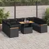 Image de vidaXL Salon de jardin 10 pcs avec coussins noir résine tressée acacia