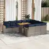 Image de vidaXL Salon de jardin 11 pcs avec coussins gris résine tressée