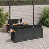 Image de vidaXL Salon de jardin 6 pcs avec coussins noir résine tressée acacia