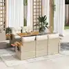 Image de vidaXL Salon de jardin 6 pcs avec coussins beige résine tressée acacia