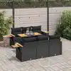 Image de vidaXL Salon de jardin avec coussins 7 pcs noir résine tressée acacia