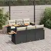 Image de vidaXL Salon de jardin avec coussins 7 pcs noir résine tressée acacia
