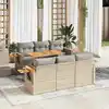 Image de vidaXL Salon de jardin avec coussins 7 pcs beige résine tressée acacia