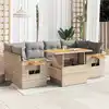 Image de vidaXL Salon de jardin avec coussins 7 pcs beige résine tressée acacia