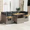 Image de vidaXL Salon de jardin avec coussins 7 pcs gris résine tressée acacia