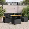 Image de vidaXL Salon de jardin 6 pcs avec coussins noir résine tressée acacia