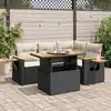 Image de vidaXL Salon de jardin 5 pcs avec coussins noir résine tressée acacia