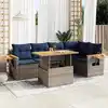 Image de vidaXL Salon de jardin avec coussins 6 pcs gris résine tressée acacia