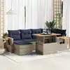 Image de vidaXL Salon de jardin avec coussins 7 pcs noir résine tressée acacia