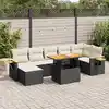 Image de vidaXL Salon de jardin avec coussins 8 pcs noir résine tressée acacia
