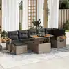 Image de vidaXL Salon de jardin avec coussins 8 pcs gris résine tressée acacia