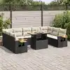 Image de vidaXL Salon de jardin 10 pcs avec coussins noir résine tressée acacia