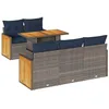 Image de vidaXL Salon de jardin avec coussins 6 pcs gris résine tressée acacia