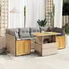 Image de vidaXL Salon de jardin avec coussins 7 pcs beige résine tressée acacia