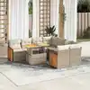 Image de vidaXL Salon de jardin avec coussins 9 pcs beige résine tressée acacia