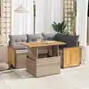 Image de vidaXL Salon de jardin avec coussins 5 pcs beige résine tressée acacia