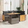 Image de vidaXL Salon de jardin 5 pcs avec coussins gris résine tressée acacia