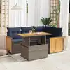 Image de vidaXL Salon de jardin 5 pcs avec coussins gris résine tressée acacia