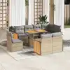 Image de vidaXL Salon de jardin avec coussins 9 pcs beige résine tressée acacia