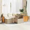 Image de vidaXL Salon de jardin avec coussins 7 pcs beige résine tressée acacia