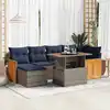 Image de vidaXL Salon de jardin avec coussins 7 pcs noir résine tressée acacia