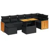 Image de vidaXL Salon de jardin avec coussins 8 pcs noir résine tressée acacia