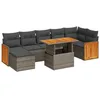 Image de vidaXL Salon de jardin avec coussins 8 pcs gris résine tressée acacia
