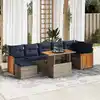 Image de vidaXL Salon de jardin 8pcs avec coussins marron résine tressée acacia