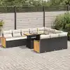 Image de vidaXL Ensemble de canapés de jardin 11 pcs et coussins rotin acacia