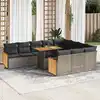 Image de vidaXL Ensemble de canapés de jardin 11 pcs et coussins rotin acacia