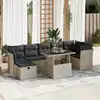 Image de vidaXL Salon de jardin 8 pcs avec coussins gris clair résine tressée