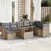 Image de vidaXL Salon de jardin avec coussins 9 pcs beige résine tressée