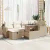 Image de vidaXL Salon de jardin avec coussins 7 pcs beige résine tressée