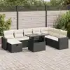 Image de vidaXL Salon de jardin 9 pcs avec coussins noir résine tressée