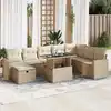 Image de vidaXL Salon de jardin avec coussins 9 pcs beige résine tressée