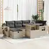 Image de vidaXL Salon de jardin avec coussins 7 pcs gris clair résine tressée