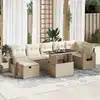 Image de vidaXL Salon de jardin avec coussins 8 pcs beige résine tressée