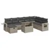 Image de vidaXL 9-delige Loungeset met kussens poly rattan lichtgrijs