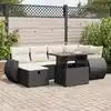 Image de vidaXL Salon de jardin 7 pcs avec coussins noir résine tressée