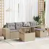 Image de vidaXL Salon de jardin avec coussins 6 pcs beige résine tressée