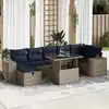Image de vidaXL Salon de jardin 8pcs avec coussins marron résine tressée acacia