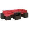 Image de vidaXL 8-delige Loungeset met kussens poly rattan acacia zwart