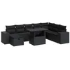 Image de vidaXL Salon de jardin 9 pcs avec coussins noir résine tressée